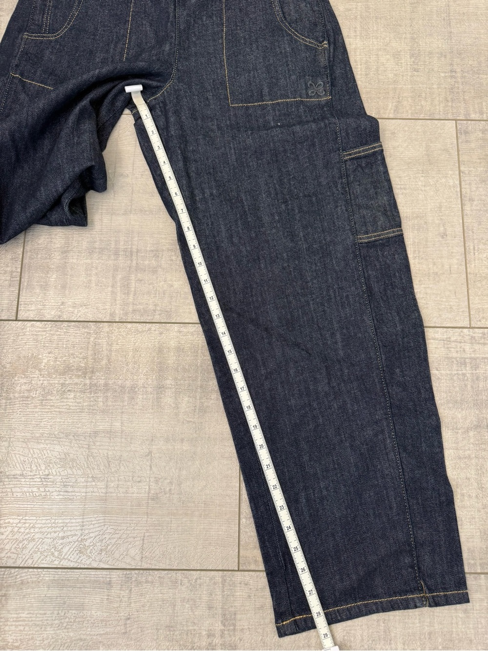 NWT Anthropologie Maeve Dark Wash Painters Mid-Rise Tapered Jeans Small - Picture 9 of 10